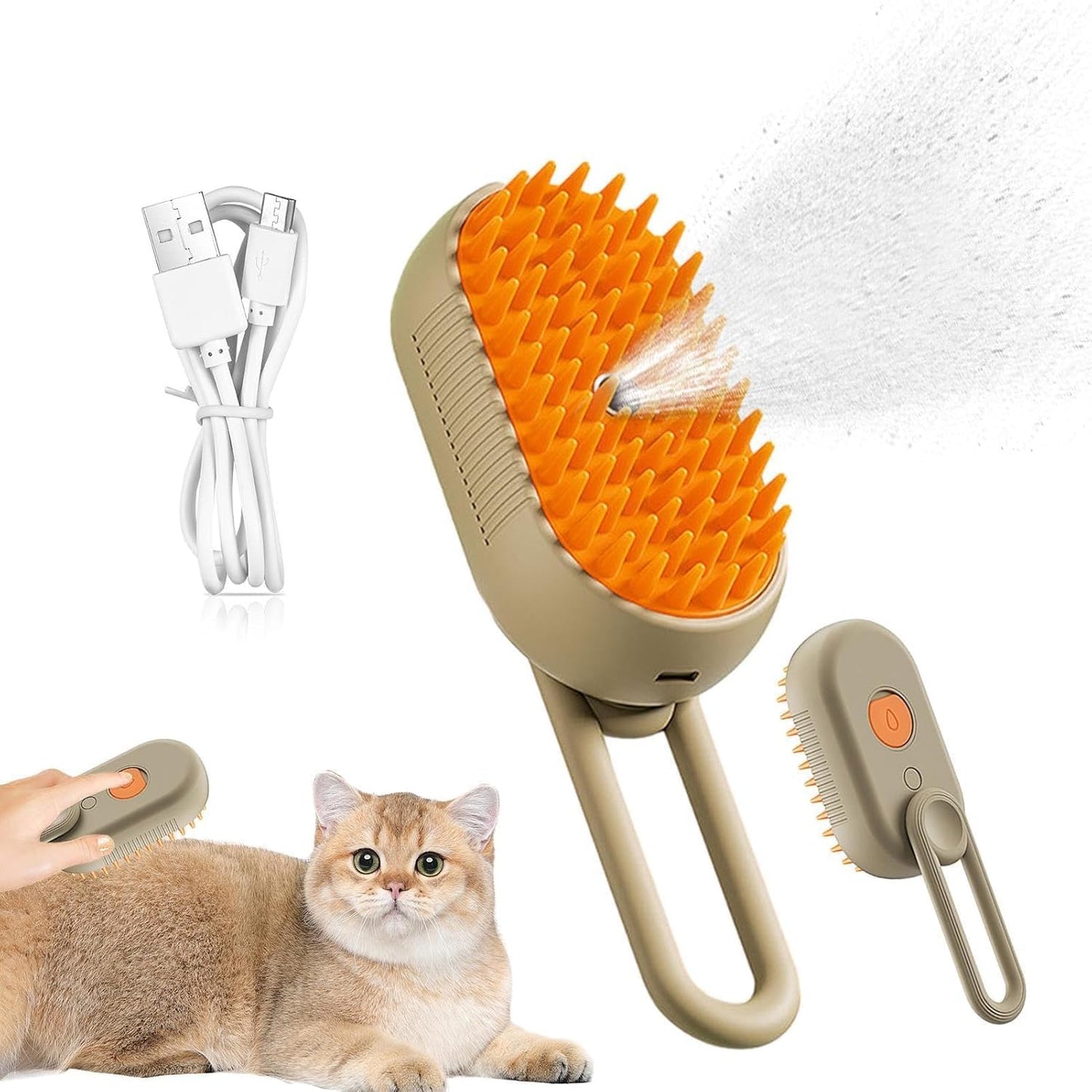 Escova Pet a Vapor - 3 em 1 - AntiPelos Para Gatos e Cachorros